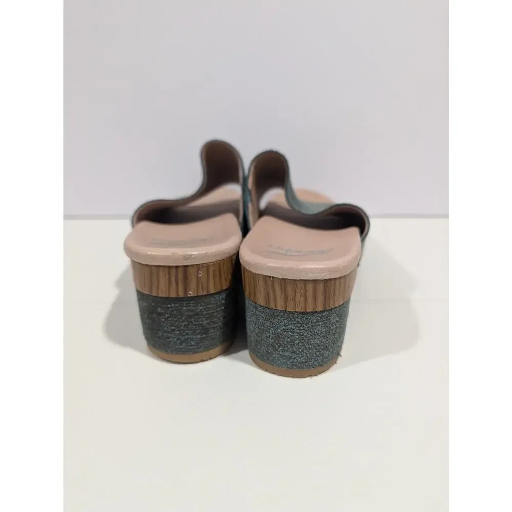 Dansko Maci Sandal Clog Size 41 Green Textured Heeled‎